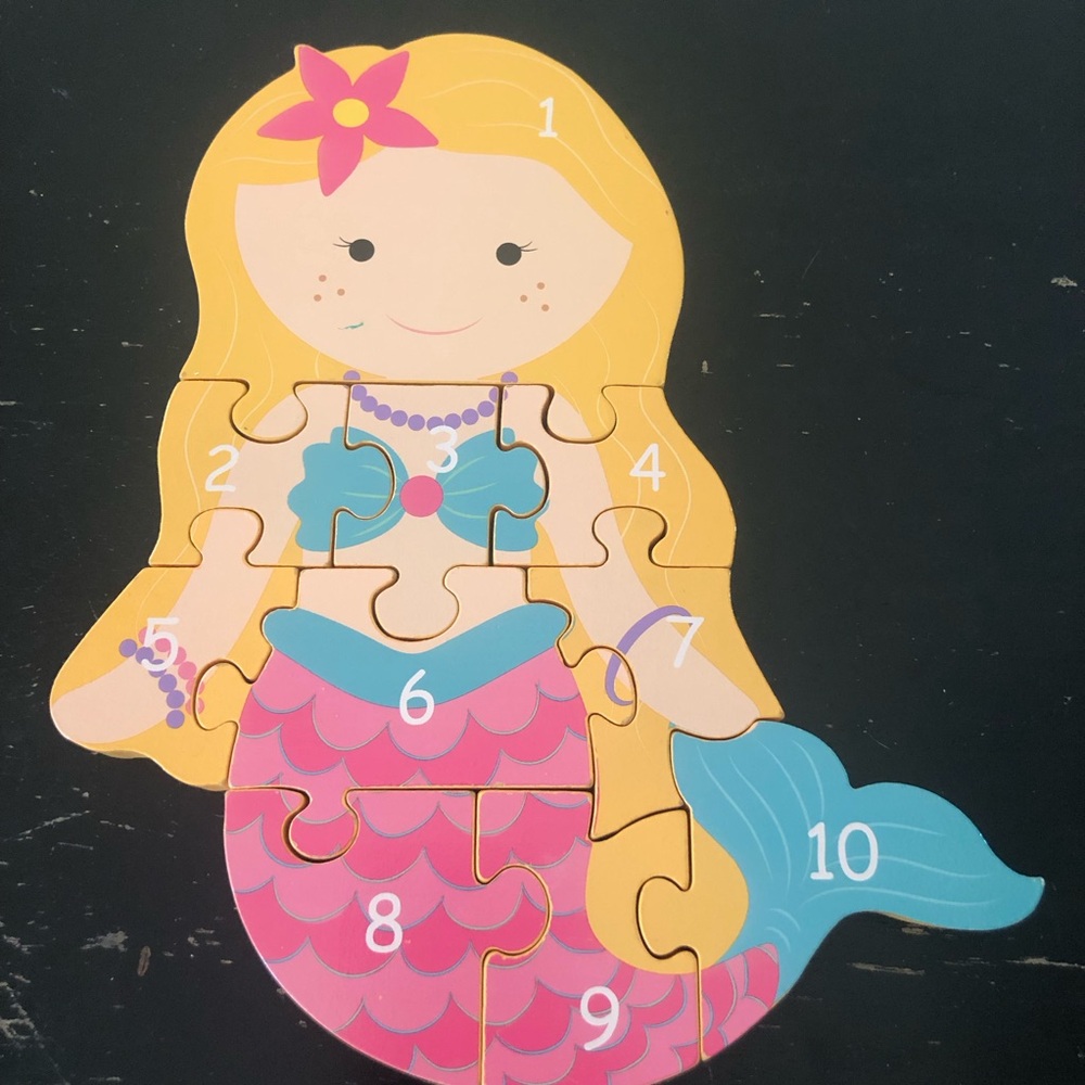 Orange Tree Toys Mermaid Number Puzzle 10-piece wooden educational toy